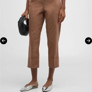 Akris Punto Farrell Cropped Cotton Poplin Tapered Pants Hazel Size US2